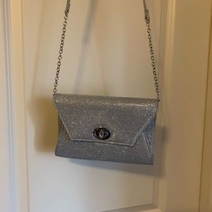 Silver clutch detachable Strap